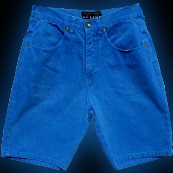 Vtg 90s Ny Line royal blue acid wash high waist denim mom jean shorts 4/6 NWOT - Picture 7 of 17
